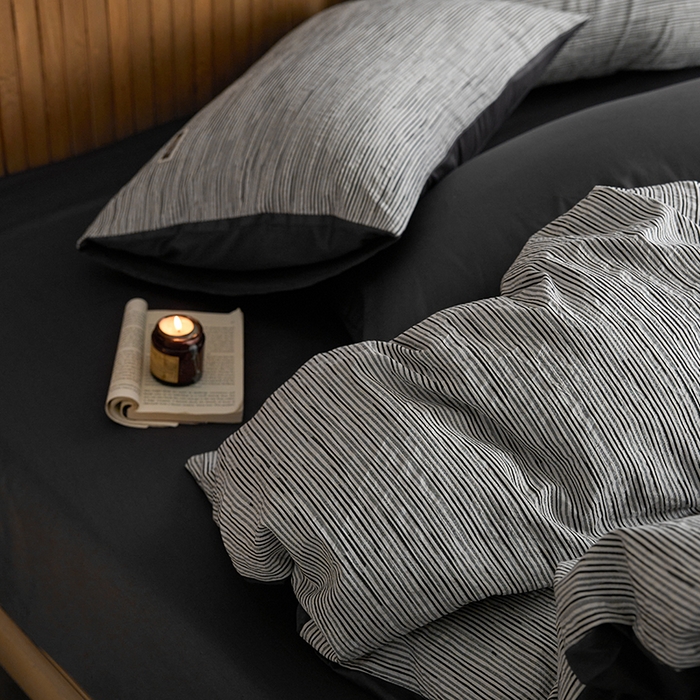 91家纺网 家纺一手货源 找家纺 安莱生活 2025 全棉立体色织提花四件套 摩卡黑