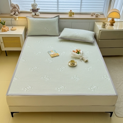 91家纺网 家纺一手货源 找家纺 （总）999家纺 2025新款冰块熊抗菌冰豆豆凉席三件套