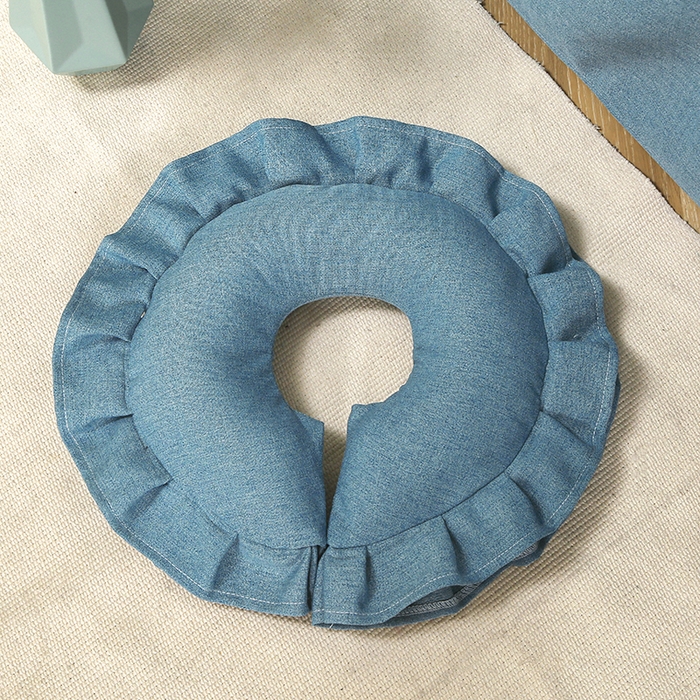 91家纺网 家纺一手货源 找家纺 芙怡 2025春夏新款8023款棉麻绒美 容床罩-花颜系列 花颜-湖蓝