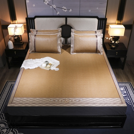 91家纺网 家纺一手货源 找家纺 （总）小牛席业 2025新款绣花古藤凉席【双面席】凉席藤席冰藤席竹席空调席草席冰丝席豆豆席乳胶席三件套