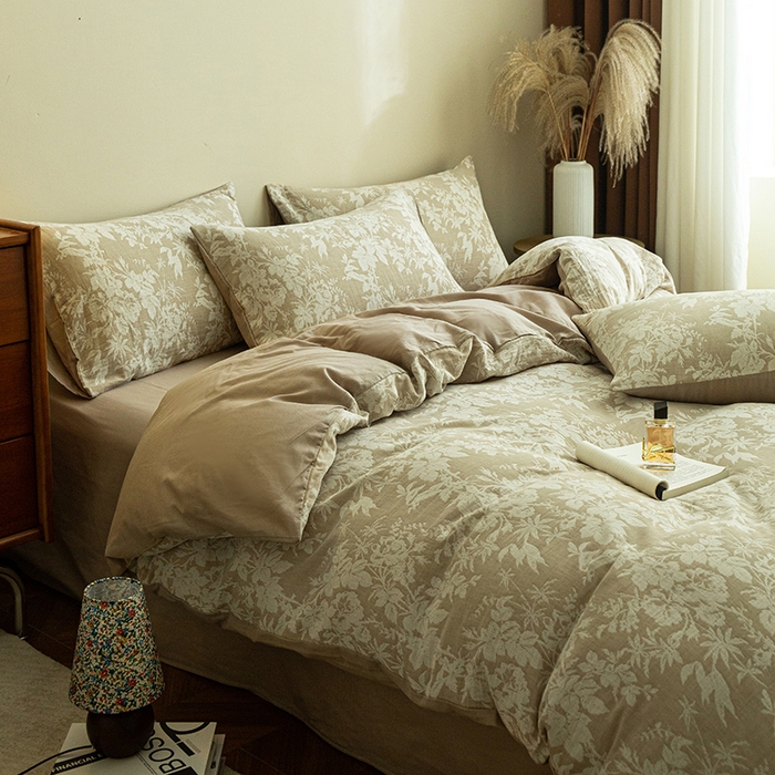 91家纺网 家纺一手货源 找家纺 2025新款A类全棉三层纱四件套 洛卡风情