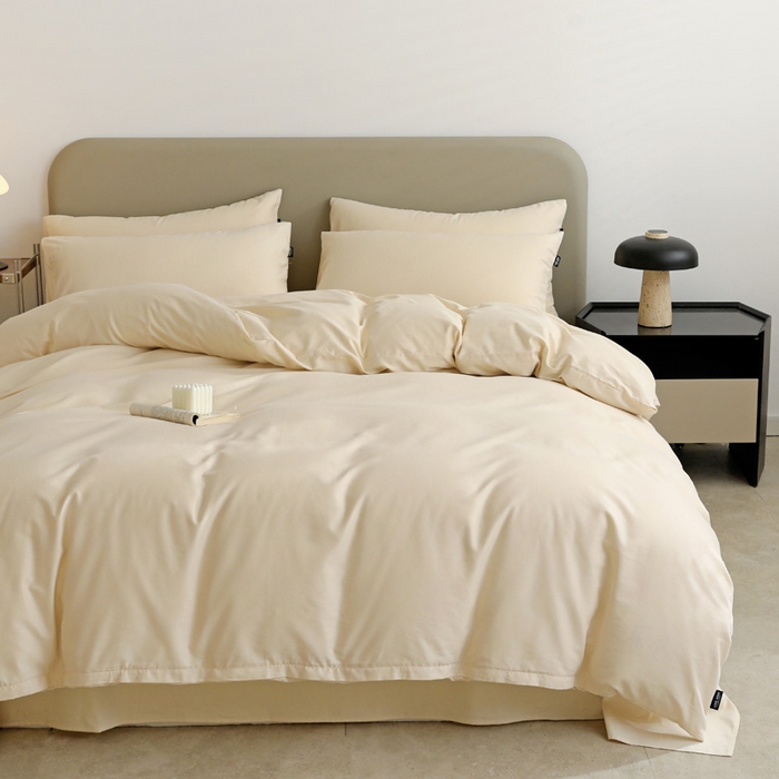 91家纺网 家纺一手货源 找家纺 2025年纯色双拼60支纯棉被套 奶白