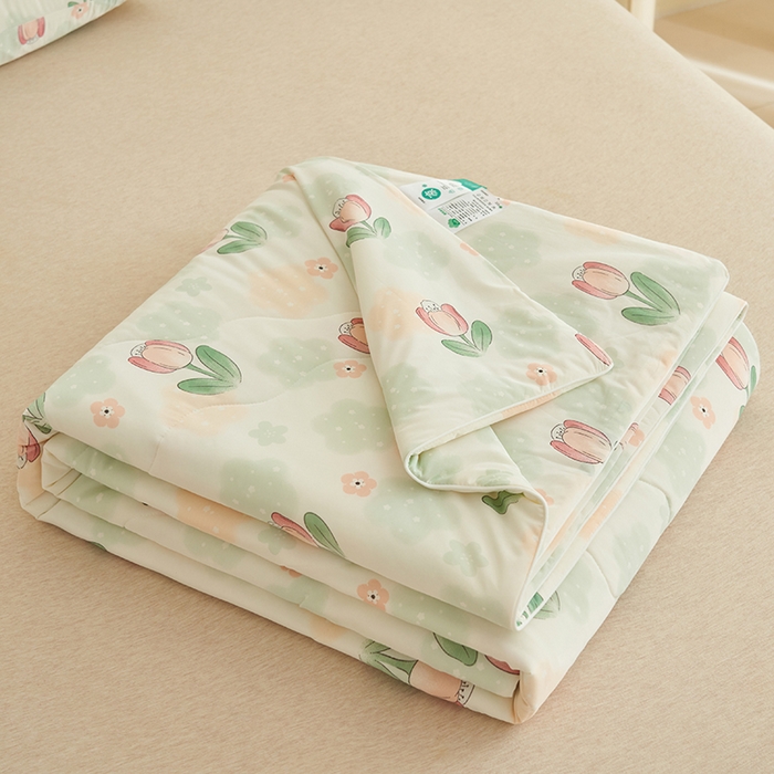 91家纺网 家纺一手货源 找家纺 畅销被业 2025新款凉感丝卡通系列印花夏被 郁金香