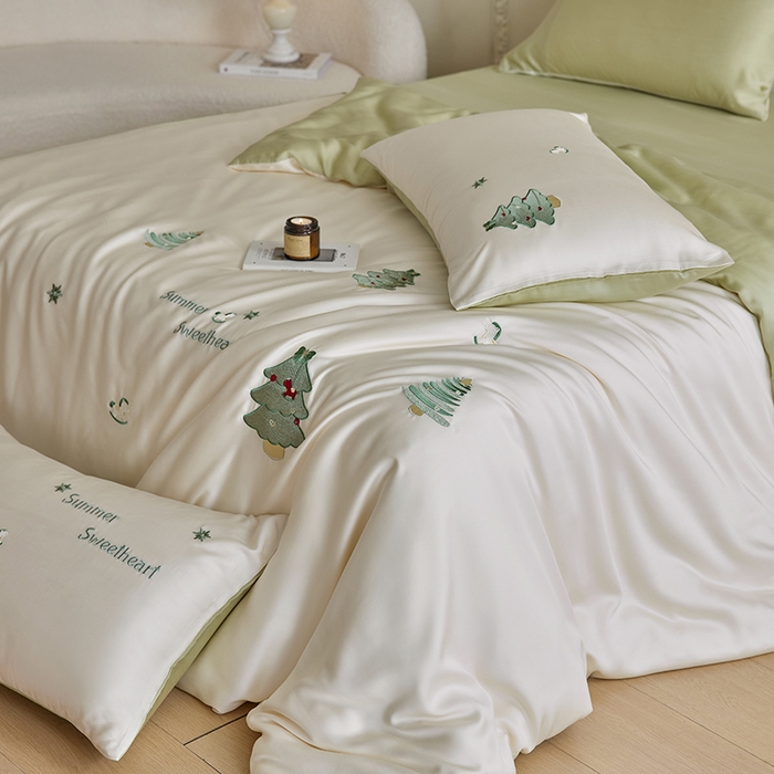 91家纺网 家纺一手货源 找家纺 安莱生活 2025兰精进口60S天丝绣花四件套 夏夜梦幻