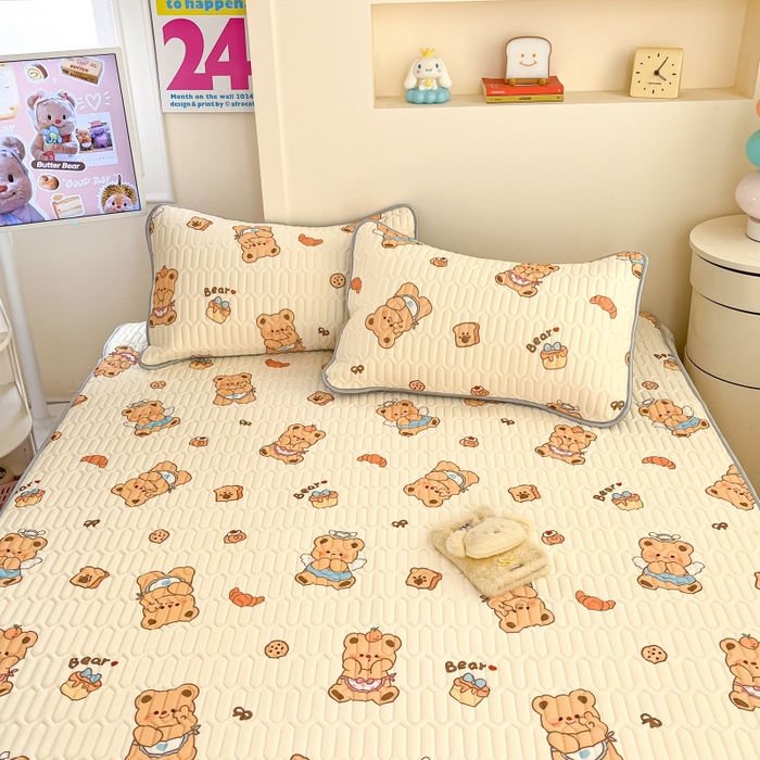 91家纺网 家纺一手货源 找家纺 川悦生活 2025新款小阪凉感丝印花凉席 奶芙熊