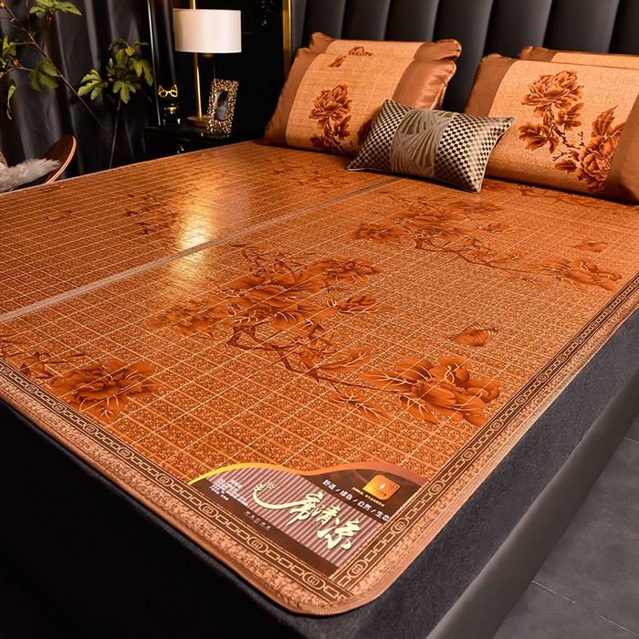 91家纺网 家纺一手货源 找家纺 苏迪凉席竹席2025新款竹席凉席冰丝席碳化双面印花藤草席 蝶舞飞扬