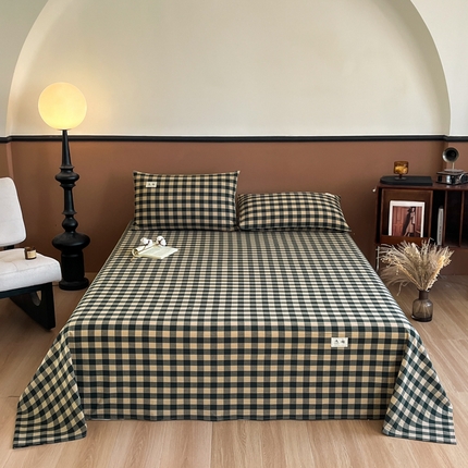 21度C 2025复古风全棉A类母婴级床单 夏沫绿