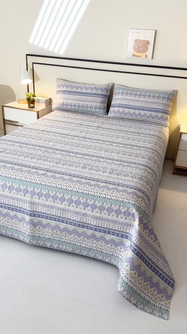 91家纺网 家纺一手货源 找家纺 望淮家纺 2025新款老粗布凉席床单三件套 米波风情