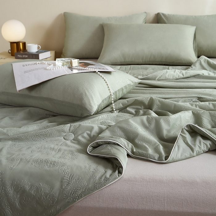 91家纺网 家纺一手货源 找家纺 品乐家纺 2025新款凉感A类可水洗抗菌冰冰被夏被夏凉被空调被被子被芯 冰冰被-绿