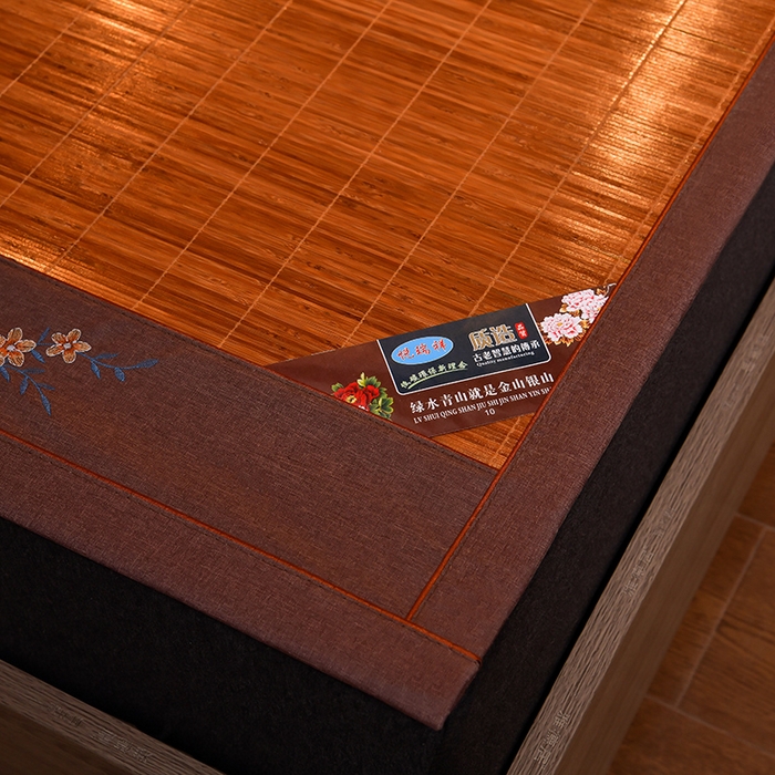 91家纺网 家纺一手货源 找家纺 苏迪凉席竹席2025新款竹席凉席冰丝席碳化双面印花藤草席 雅典-碳化席