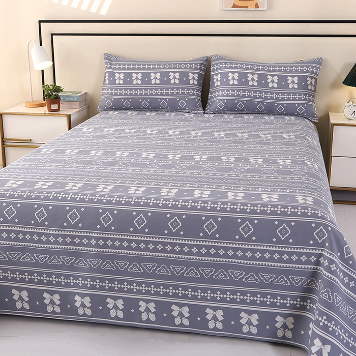 91家纺网 家纺一手货源 找家纺 望淮家纺 2025新款老粗布凉席床单三件套 蝴蝶结