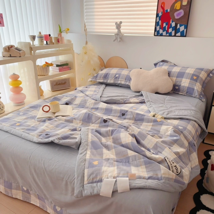 91家纺网 家纺一手货源 找家纺 于果 2025新款全棉纯棉夏被夏凉被空调被四件套 爱达拉