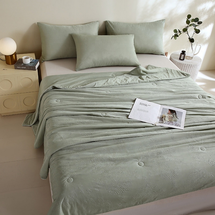 91家纺网 家纺一手货源 找家纺 品乐家纺 2025新款凉感A类可水洗抗菌冰冰被夏被夏凉被空调被被子被芯 冰冰被-绿