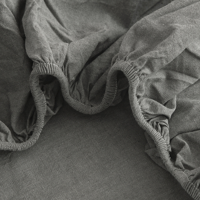 91家纺网 家纺一手货源 找家纺 柠萌家居 2025新款A类全棉色织水洗棉单床笠 冷灰