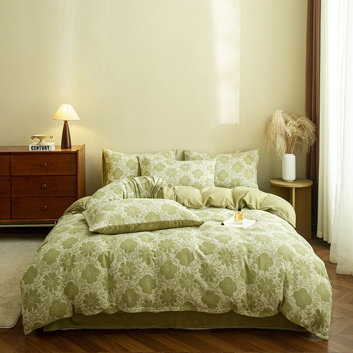 91家纺网 家纺一手货源 找家纺 2025新款A类全棉三层纱四件套 春风得意