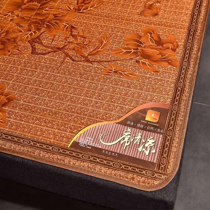 91家纺网 家纺一手货源 找家纺 苏迪凉席竹席2025新款竹席凉席冰丝席碳化双面印花藤草席 蝶舞飞扬