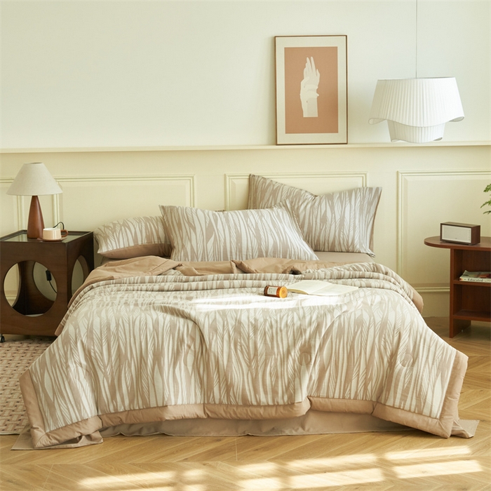 91家纺网 家纺一手货源 找家纺 （总）金鹰 2025新款A类纯棉提花水洗棉全棉空调被大豆夏被四件套