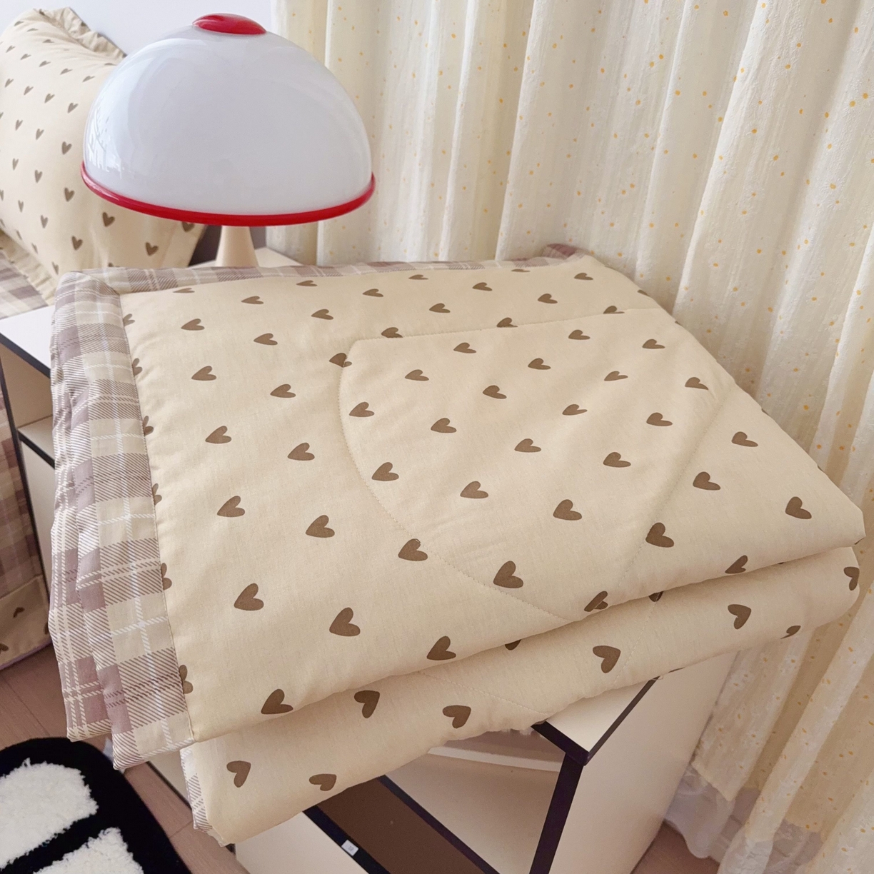 91家纺网 家纺一手货源 找家纺 于果 2025新款全棉纯棉夏被夏凉被空调被四件套 满心欢喜