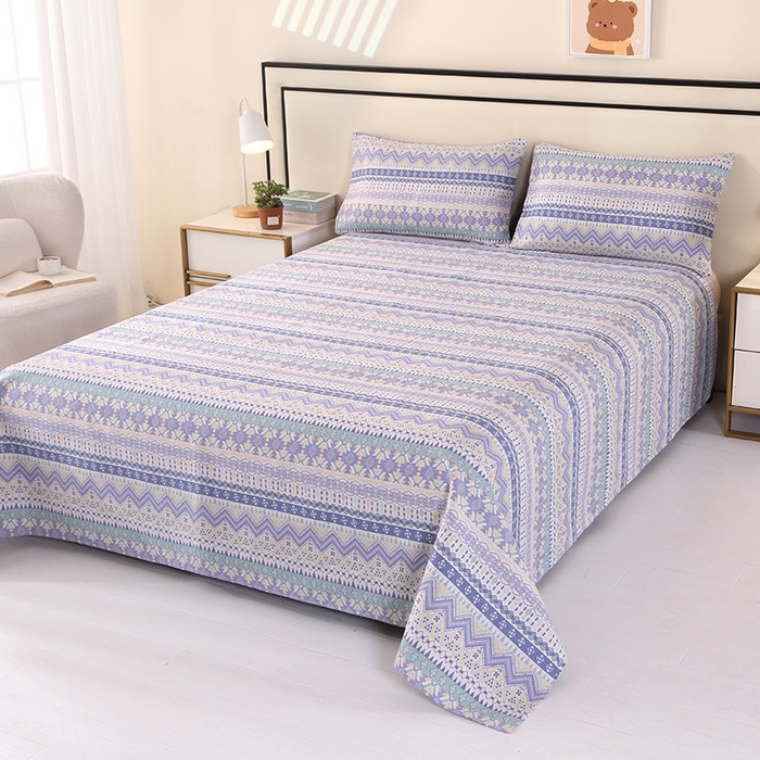 91家纺网 家纺一手货源 找家纺 望淮家纺 2025新款老粗布凉席床单三件套 米波风情