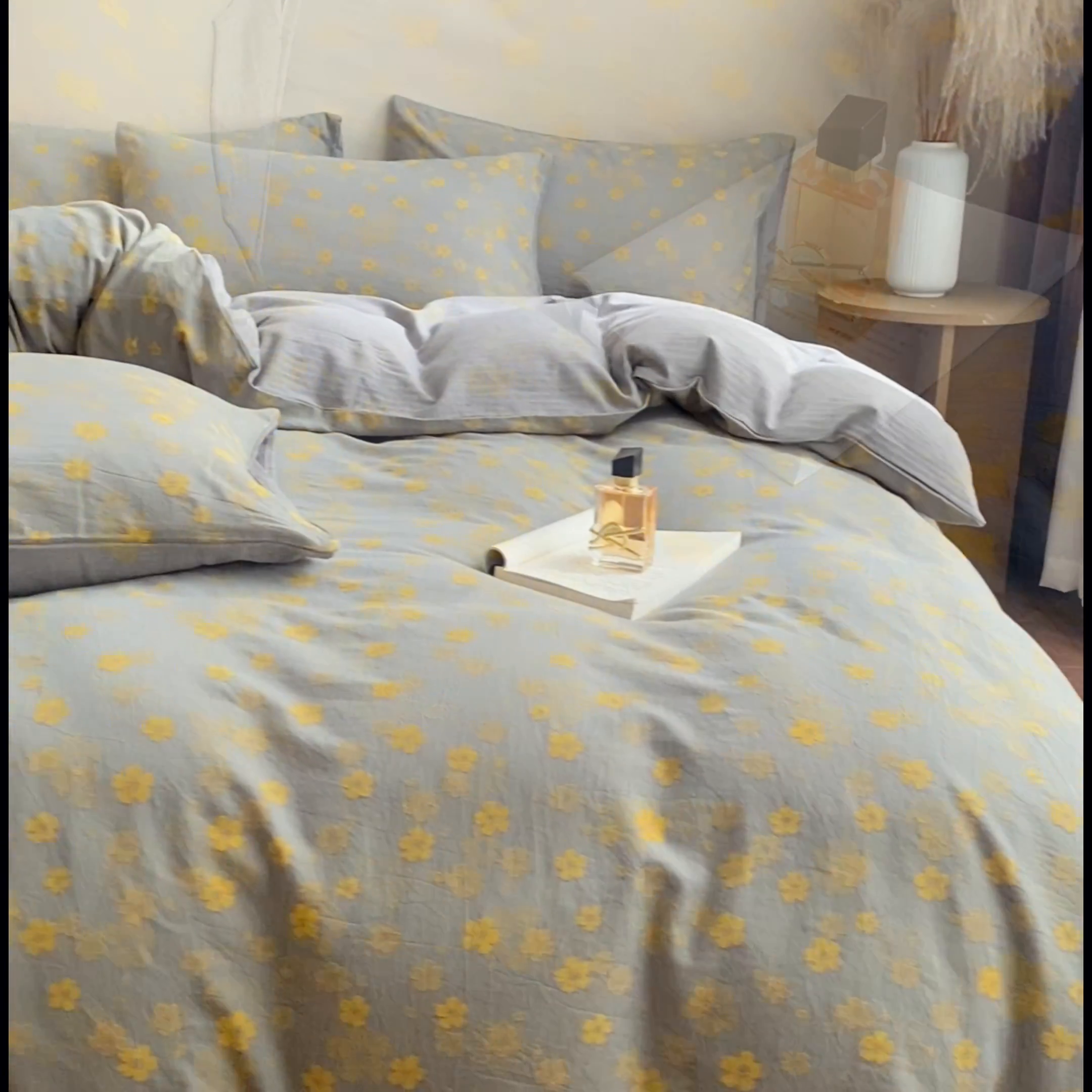 91家纺网 家纺一手货源 找家纺 2025新款A类全棉三层纱四件套 富贵花