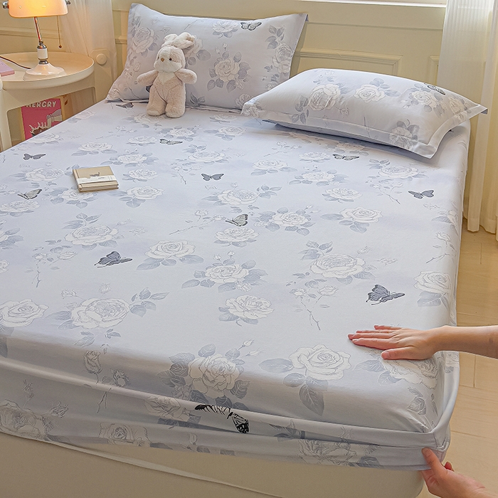 91家纺网 家纺一手货源 找家纺 拾物记 2025新款A类无荧光全喷气全棉12868单床笠 蝴蝶飞飞