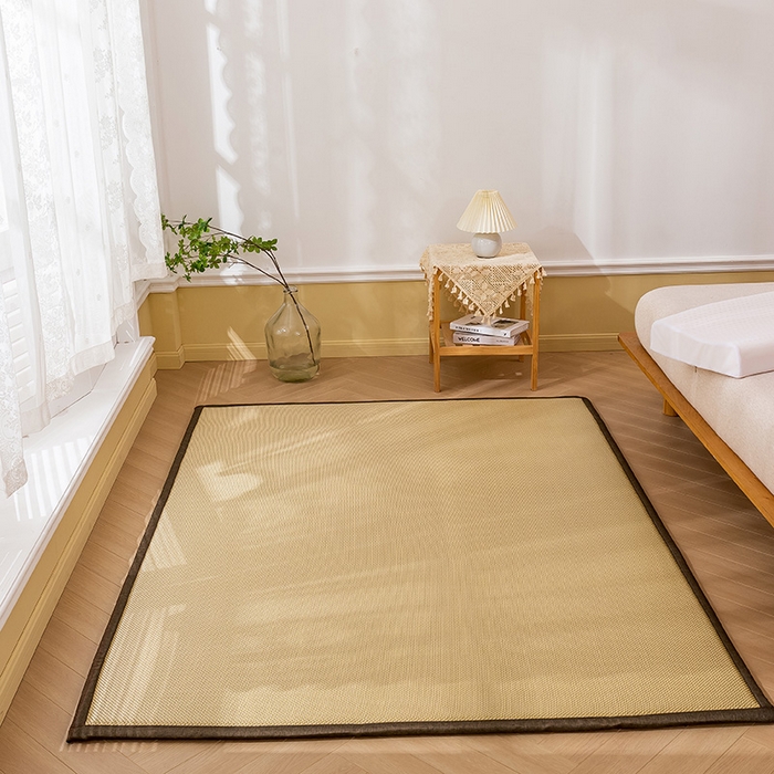 91家纺网 家纺一手货源 找家纺 阿亮家居 2025新款包边工艺凉感冰藤地铺睡垫系列凉席地垫 绿冰藤