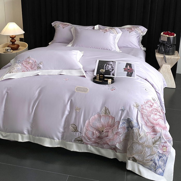 91家纺网 家纺一手货源 找家纺 优悦生活馆 2025新疆长绒棉花迹四件套【控价领券后标准不低于268】 花迹-霞光紫