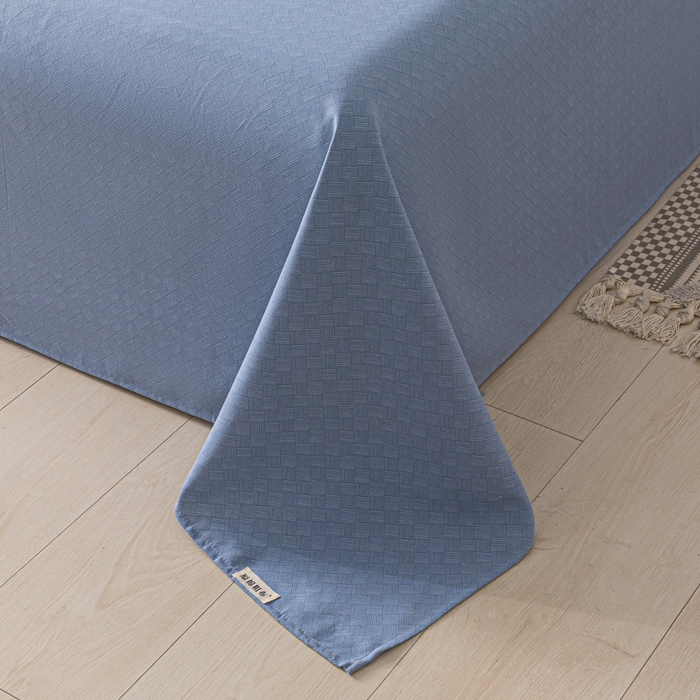 91家纺网 家纺一手货源 找家纺 阿亮家居 2025新款原棉老粗布床单系列 菱形格-蓝