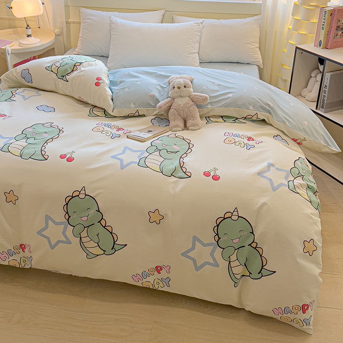 91家纺网 家纺一手货源 找家纺 拾物记 2025新款A类无荧光全喷气全棉12868单被套 恐龙乐园