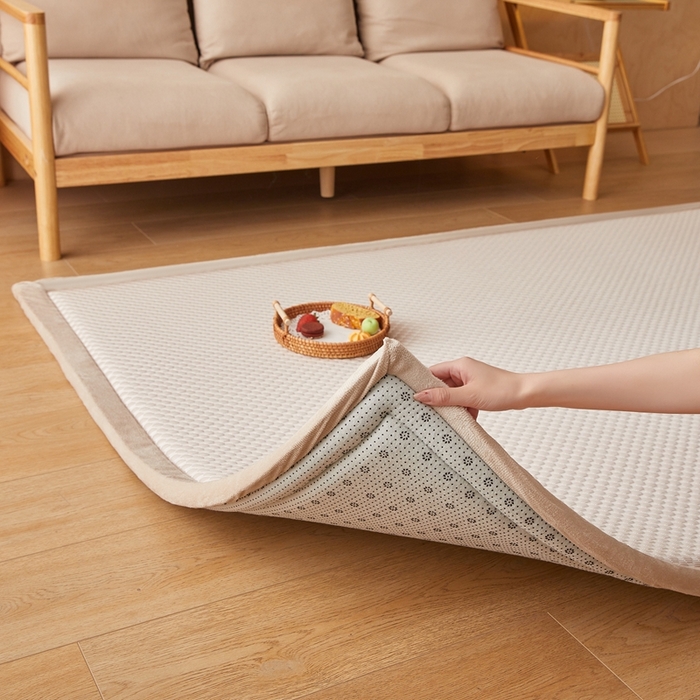 91家纺网 家纺一手货源 找家纺 阿亮家居 2025新款包边工艺凉感冰藤地铺睡垫系列凉席地垫 凉豆豆咖