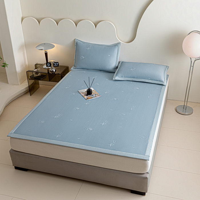 91家纺网 家纺一手货源 找家纺 阿亮家居 2025新款凉席凉豆豆软席床席款 爱丽丝-海盐蓝