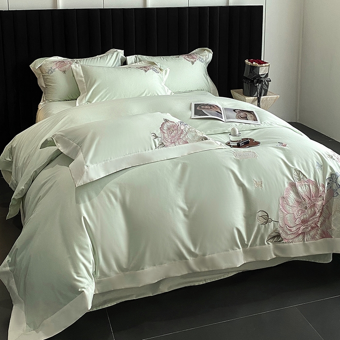 91家纺网 家纺一手货源 找家纺 优悦生活馆 2025新疆长绒棉花迹四件套【控价领券后标准不低于268】 花迹-麦田绿