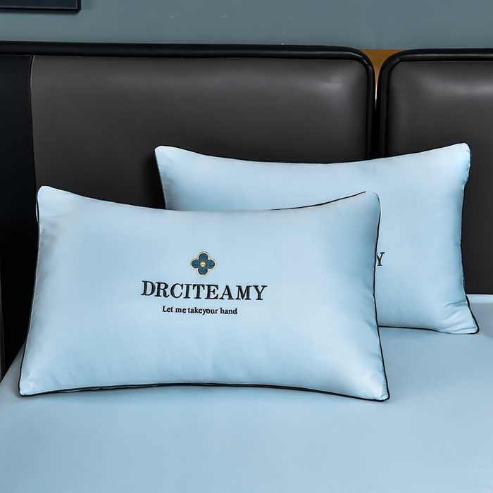 91家纺网 家纺一手货源 找家纺 伊梵居 2025新款水洗真丝刺绣夏被四件套 梵花-海青