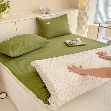 眠博士 2025新款A类学生床全棉华夫格床垫套 全棉华夫格床垫套 松石绿