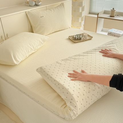 眠博士 2025新款A类学生床全棉华夫格床垫套 全棉华夫格床垫套 珍珠白