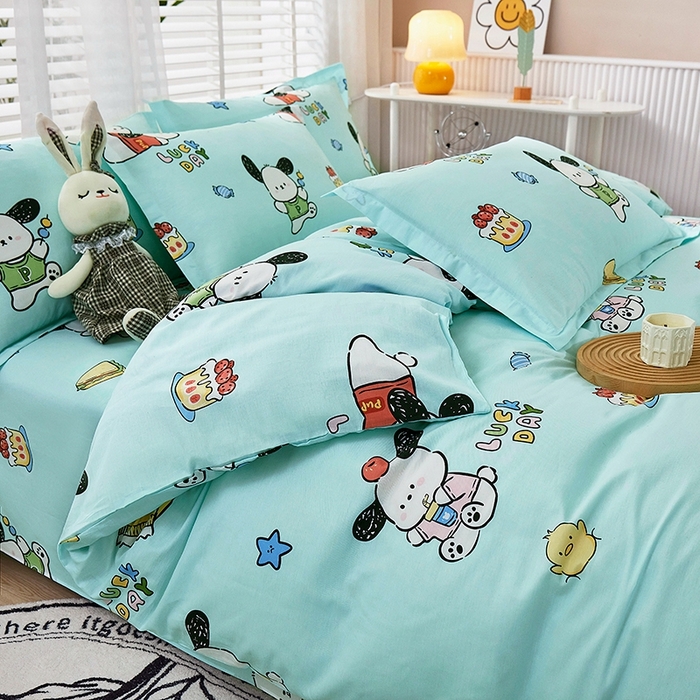 91家纺网 家纺一手货源 找家纺 名优家纺 2025新款A类全棉纯棉韩版印花四件套 萌宠时代