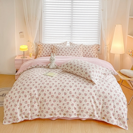 91家纺网 家纺一手货源 找家纺 （总）星窝家纺 2025新款纽扣款水洗棉印花四件套