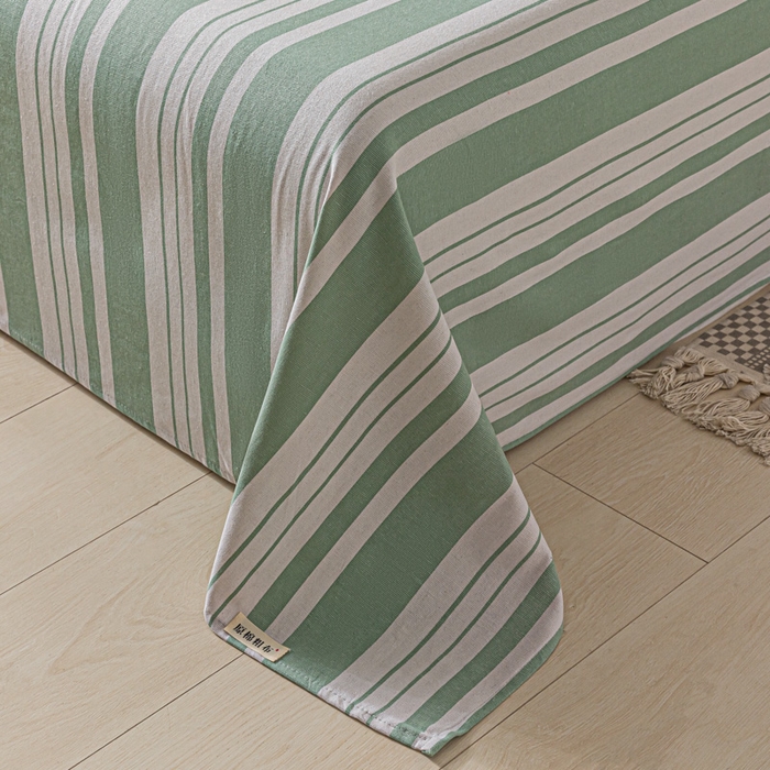 91家纺网 家纺一手货源 找家纺 阿亮家居 2025新款原棉老粗布床单系列 素雅绿