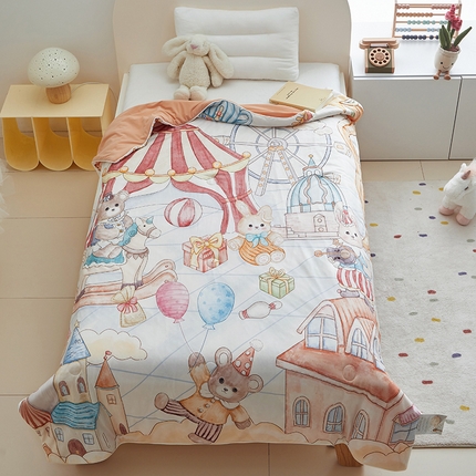 荷马之梦 2025新款A类原创手绘风针织棉凉感大豆儿童夏被 马戏团
