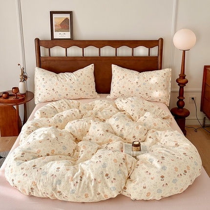 91家纺网 家纺一手货源 找家纺 吉象2025新款全棉双层纱四件套 泡芙狗狗