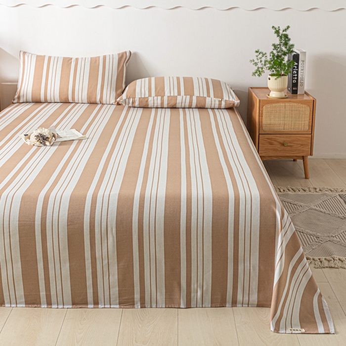 91家纺网 家纺一手货源 找家纺 阿亮家居 2025新款原棉老粗布床单系列 素雅咖