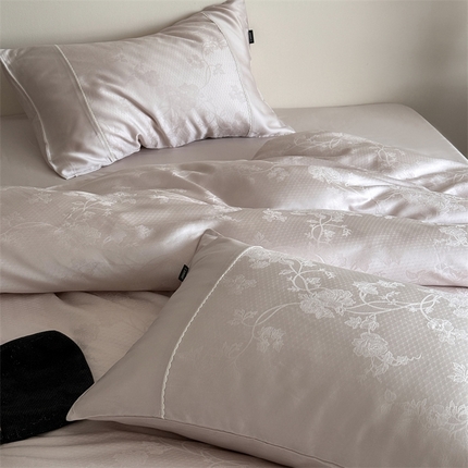 鹿班家居 2025夏季60S莱赛尔提花系列四件套—洛可可花园【标准会员-20元】 洛可可花园藕粉