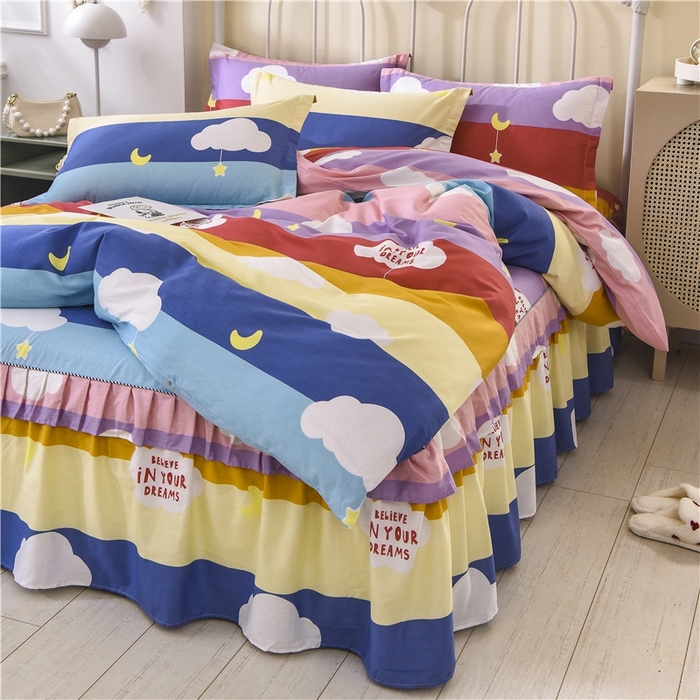 91家纺网 家纺一手货源 找家纺 名优家纺 2025新款A类全棉纯棉韩版印花四件套 满天星云