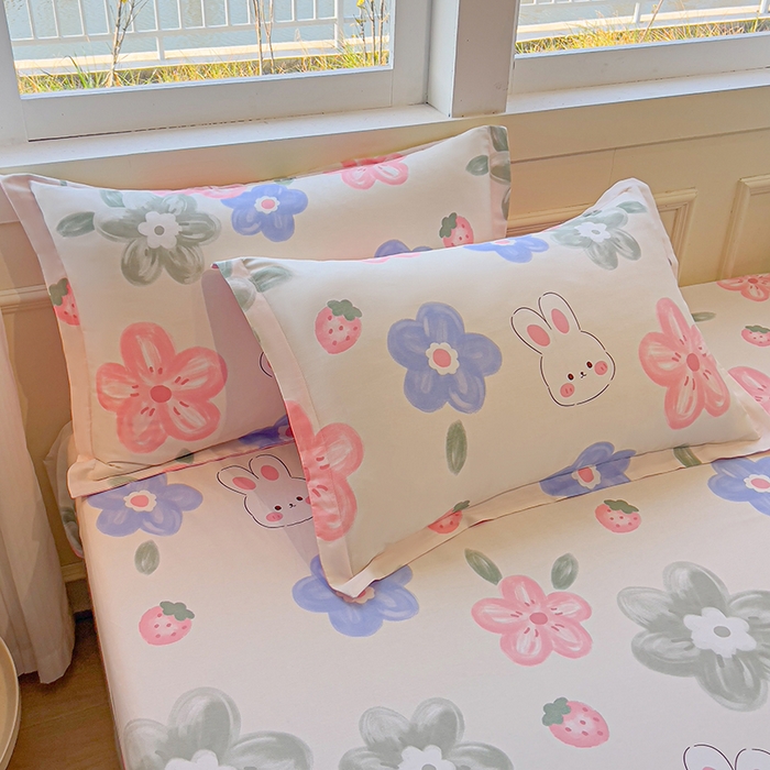 91家纺网 家纺一手货源 找家纺 拾物记 2025新款A类无荧光全喷气全棉12868单枕套 花间小兔