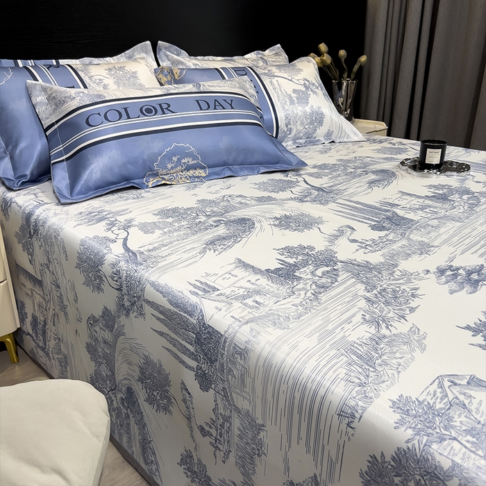 91家纺网 家纺一手货源 找家纺 柏薇 2025新款冰丝床单款凉席三件套系列 梧桐