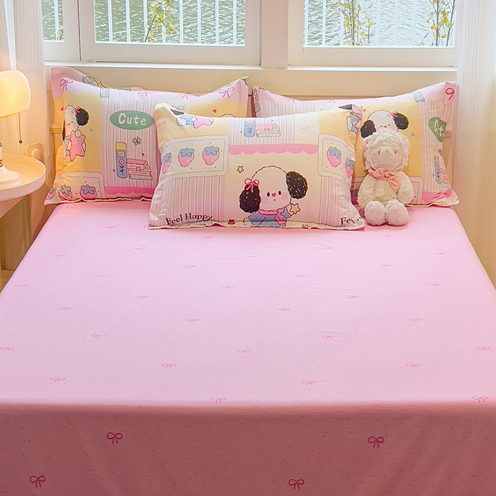 91家纺网 家纺一手货源 找家纺 拾物记 2025新款A类无荧光全喷气12868全棉B版单床单 萌宠日记B版