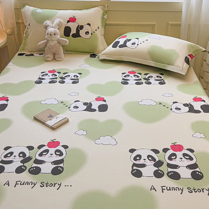 91家纺网 家纺一手货源 找家纺 拾物记 2025新款A类无荧光全喷气全棉12868单床单 熊猫趣事