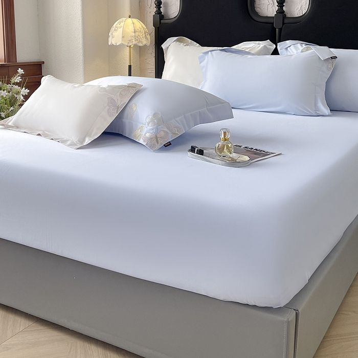 91家纺网 家纺一手货源 找家纺 高端轻奢A类母婴级长绒棉全工艺刺绣四件套纯棉全棉高端春夏季爆款床上用品 茉婉-慕蓝