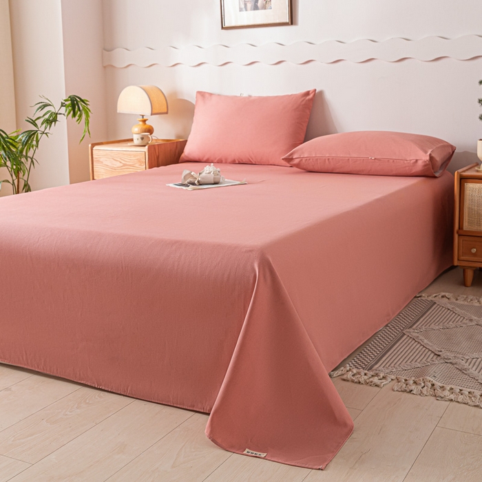 91家纺网 家纺一手货源 找家纺 阿亮家居 2025新款原棉老粗布床单系列 肉桂粉