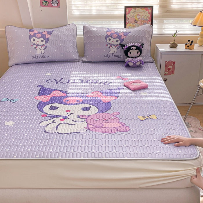 91家纺网 家纺一手货源 找家纺 金爱家 2025新款三丽鸥乳胶凉席大版床笠款 床笠款-休闲库洛米